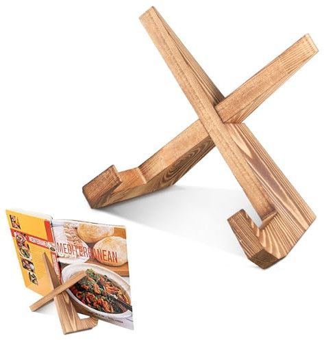 Srvauyea Porta Piatti da Esposizione, Porta Ricettario da Cucina, Porta Libri di Cucina in Legno, Portapiatti Espositore per Ricette, Leggio per Libri di Cucina per Esporre Piatto Foto Ricetta Libri