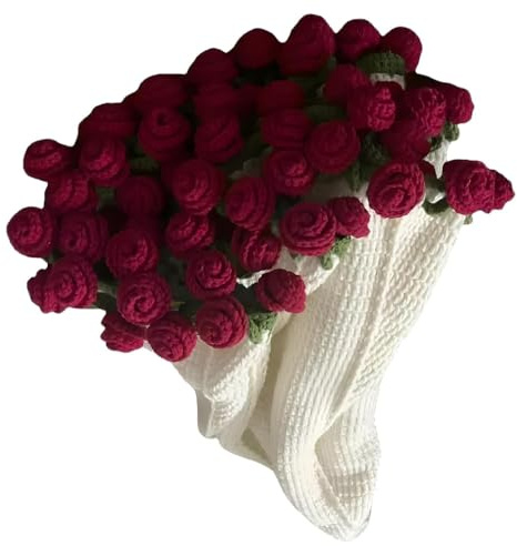Bouquet coperta fiore rosa fatta a mano, pieghevole bouquet coperta all'uncinetto, fai da te coperta rosa fatta a mano per il compleanno della madre San Valentino Home Decor (80x80cm 32 flowers)