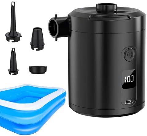 Air Pump for Air Mattress | Rechargeable Inflatable Pump Cordless - Quick Fill Automatic Blow Up Tool for Swimming Rings Sleeping Bed Pool Floats Outdoor Camping Road Trip