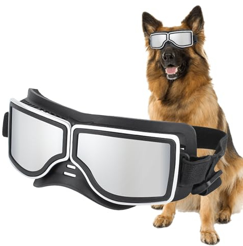 Lunettes Protectrices pour Chiens Taille Moyenne - Lunettes Anti-Vent pour Animaux de Compagnie | Masque Anti-Poussière et Neige avec Bandeau Élastique pour Randonnée et Équitation