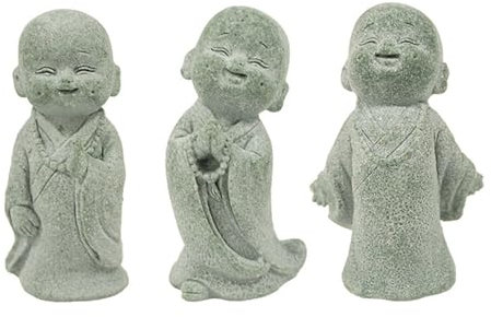 jebyltd 3pcs Buddhist Moniature Monk Sculpture Figurina Figurina per Figure Figure da Giardino in Miniatura da Giardino