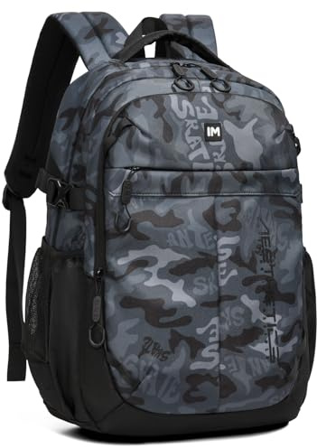 Amythe Schulrucksack Teenager Rucksack Jungen, Camouflage-Schultasche für Jungen mit Großer Kapazität, Atmungsaktiv Ranzen Tagesrucksack Jugendliche für Schule Reisen, Blau