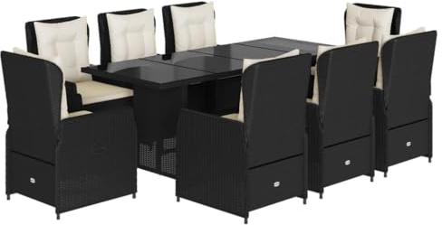 ZIRLANLV Grupo de Comedor, Conjunto de Muebles de Jardín con Cojines, Grupo de Asientos para Jardín, Terraza, Poliratán (Negra #04)