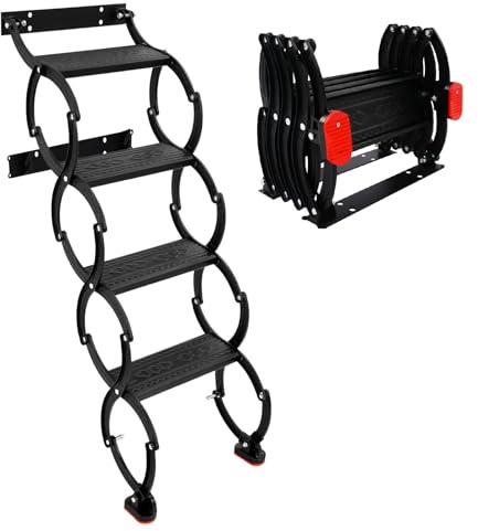 banborba Escalera para el ático, 4 peldaños montados en la pared, escalera plegable extensible, montada en la pared, escalones antideslizantes, escalera telescópica, capacidad de carga 200 kg
