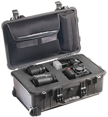 PELI 1510LFC Laptop Travel Case With Detachable Computer Pouch, IP67 Watertight, 47L Capacity, Made in US, With Customisable Foam Inlay, Black