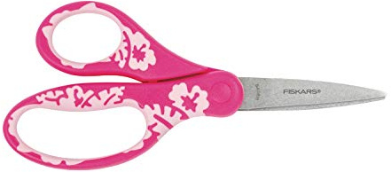 Fiskars Ciseaux pour enfants, À partir de 8 ans, Longueur 15 cm | Pour droitiers et gauchers, Lames en acier inoxydable/Poignée en plastique, Rose, 1027421