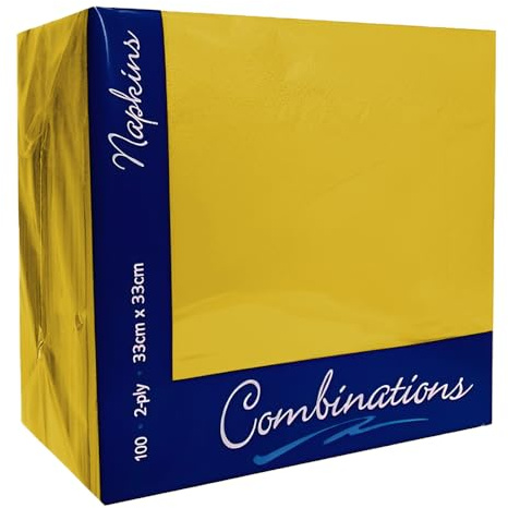 Venuscello 100 Pack Dark Yellow Paper Napkins 2-Ply Disposable Table Napkins - Soft and Strong Paper Serviettes for All Occasions - Everyday Tissues for Cleaning Spills & Wiping Surfaces