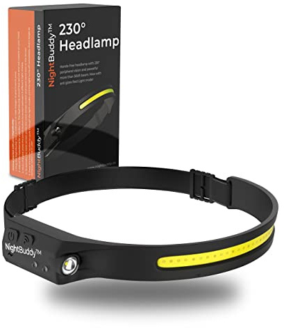 NightBuddy The Original LED Headlamp Rechargeable Flashlight for Adults Camping Essentials Backpacking Lights 4X Brighter Other Headlight Headband Lamp 5 Light Modes Hiking Gear Must Haves (Headlamp)