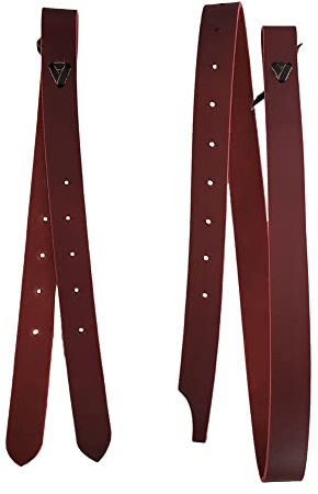 A&M Reitsport Tie- Strap + Off Billet für Westernsättel aus Latigo - Leder, Farbe:Rot-Braun
