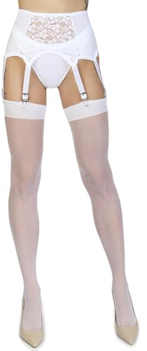 Annes styling Medias lisas y finas con tirantes para liguero, 20 DEN, medias transparentes