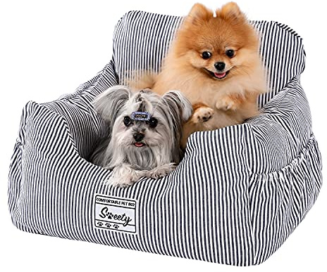 PETEPELA Seggiolino auto per cani di piccola taglia, rimovibile e lavabile, antiscivolo, da viaggio, blu