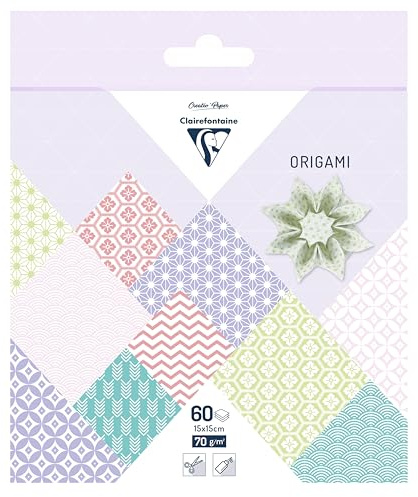 Clairefontaine 95634C - Packung mit 16 Bogen Origamipapier 70g/m2, 15x15cm, Frühling, 1 Pack