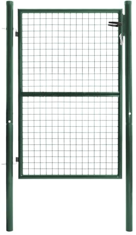 IDMarket - Cancello da giardino in acciaio verde 105 x 125 cm con serratura e maniglia