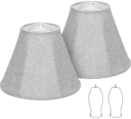 Bell Lamp Shades Set of 2, 6Top x 13Bottom x 10High, Gray Lamp Shade
