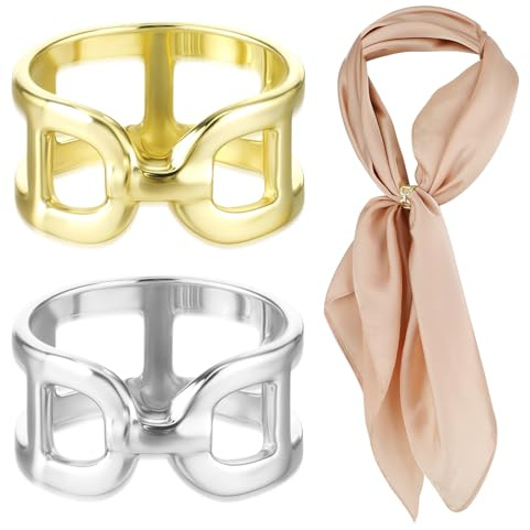 Ouligay Lot de 2 anneaux pour foulard pour femme - Simple - Boucle - Double forme de D - Pour écharpe, foulard, vêtements