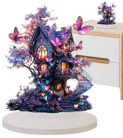 Arredamento da favola, casetta da giardino fatato | Casa delle farfalle da sogno da favola piatta,Ornamenti da scrivania, centrotavola da tavolo impermeabile, decorazione natalizia decorativa per bamb