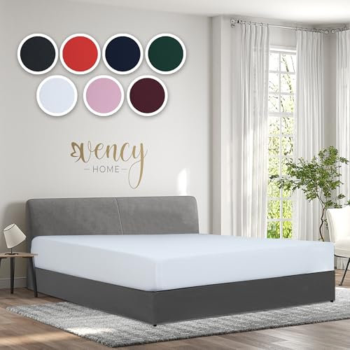 Vency Jersey Spannbettlaken 140x200cm Weiß - Spannbetttuch 100% Baumwolle, Bettlaken 140x200 Bis 25 cm Matratzenhöhe Weiß