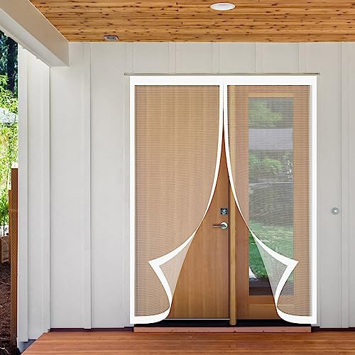Mosquitera para puertas de 37 x 81 pulgadas, fácil de instalar, cortina antiinsectos para balcón, patio, corredera, sala de estar, color blanco, mantiene los cts fuera