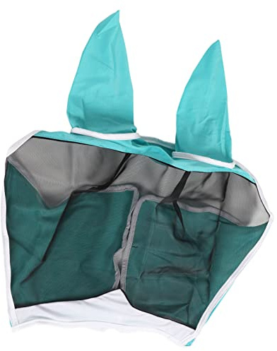 Alomejor Horse Fly Mask Horse Eye Mask Equine Fly Löstagbart Elastiskt Andningsnät med öronskydd för Skydd Mot Dammsol (L)