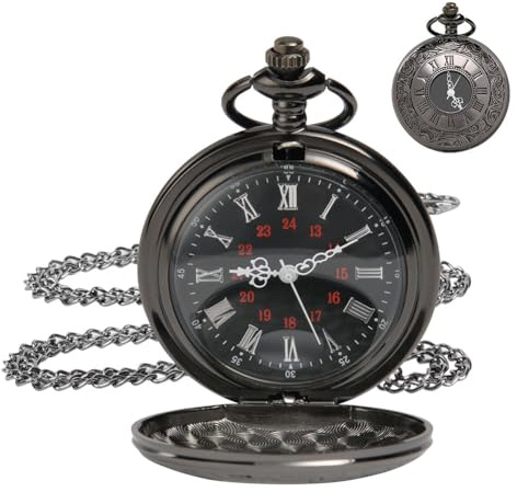 OFFCUP Reloj de Bolsillo Vintage con Cadena, Relojes de Bolsillo de Cuarzo, Regalo Antiguo para Cumpleaños, Aniversario, Navidad, Día del Padre