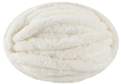 Handstickgarn, Chunky Chenille Yarn 250g Ball for Knitting and Crochet Multicolor(White)