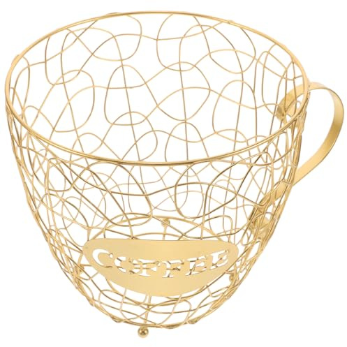 ZUNOXAZ Porta Cialde di Caffè in Ferro Dorato a Forma di Coppa Elegante e Multifunzionale, Design Salvaspazio, Organizer per Cucina e Bancone Bar