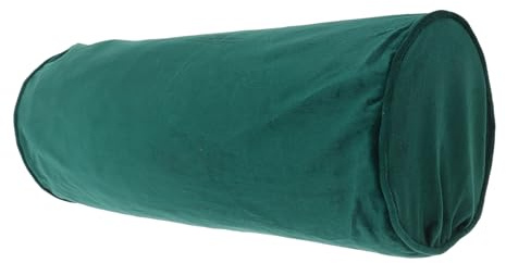 PRETYZOOM Velvet Round Pillowcase Zippered Neck Roll Pillow Cover Cylindrical Pillow Cushion Cover 15X40Cm Emerald Green for Sofa Bedroom Living Room