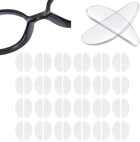 24 Pairs Silicone Glasses Nose Pads, 1mm Ultra-Thin Anti-Slip Adhesive Eyeglass Nose Grips, Clear Replacement Nose Cushions Protectors to Stop Glasses Slipping Down for Plastic Frames & Sunglasses