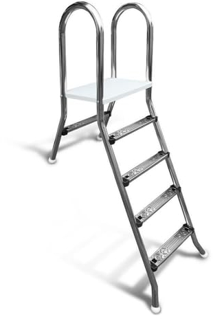 Poolleiter Classic 120/40 cm I 1x4 + 1x1-stufig I V2A Edelstahl Leiter Treppe