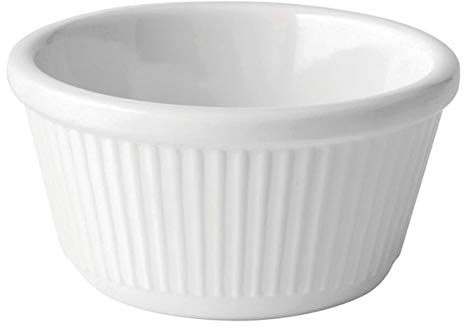 Utopia Tableware Fluted Melamine Ramekins 4oz White - Case of 48 - Tough Plastic Sauce Pots