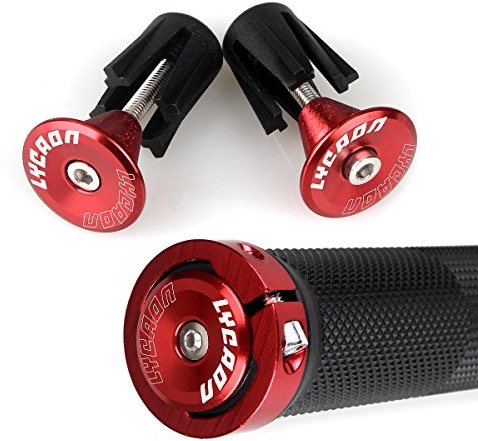 LYCAON Poignées pour vélos de Montagne, vélo, poignées Double Fermeture pour vélo, Tricycle, Fauteuil Roulant, VTT, BMX (Rouge)
