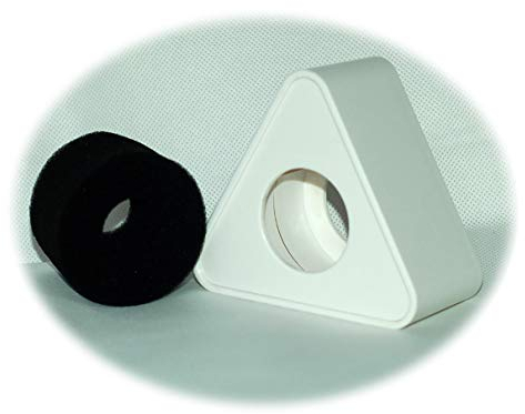 YH&YX Micrófono triangular de entrevista de ABS con agujero de 25 mm a 39 mm, con logotipo, caja de estación para escenario, karaoke, micrófono de escopeta de mano (blanco)