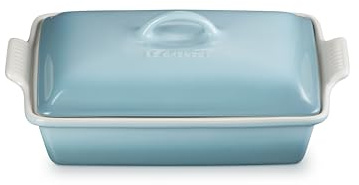 Le Creuset Stoneware Heritage Covered Rectangular Casserole, 4 qt. (12 x 9), Sea Salt