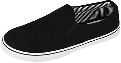 Mens Canvas Mesh Slip On Espadrilles Casual Low Top Plimsoll Trainers Size 7-12 (Black, UK Footwear Size System, Adult, Men, Numeric, Medium, 9)