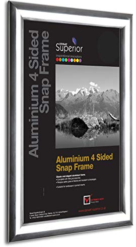 Stewart Superior A2 Aluminium 4 Sided 25mm Front Loading Picture/Poster Snap Frame - Polished Silver Finish