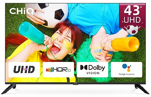 CHIQ 43 Zoll (108 cm) Fernseher,U43H7A,UHD Smart TV,Android 11,WiFi,Bluetooth,Play Store,Dolby Vision, Google Assistant,Chromecast, Netflix,Triple Tuner(DVB-T2/T/S2/C), HDMI2.0, Schwarz