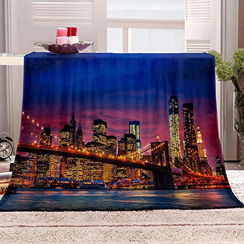 ZFSZSD Kuscheldecke Sherpa Decke New York City Flanell Gedruckte Decke Mikrofaser Sherpa Fleecedecke Weich Dicke Wohnzimmerdecke Tagesdecke Sofadecke zweiseitige Decke 150x200cm