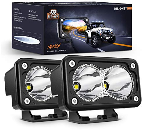 Nilight 2PCS 3Inch Motorcycle Led Pods 1300LM Built-in EMC Driving Light Super Spotlight Offroad Fog Auxiliary Lamp for Motorbike SUV ATV Truck Boat Tractor Forklift