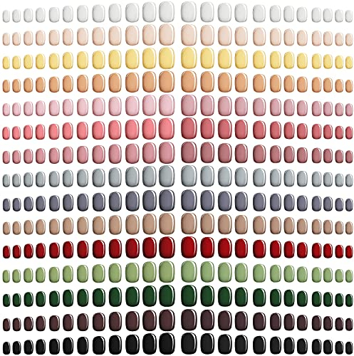 360 Pieces Women Short Press on Nails Square Artificial False Nails Stick on Nails Set Glossy Pure Color Fake Nail Pack Full Cover Fingernails Medium Length Fake Nails for Girl (Classic Color)