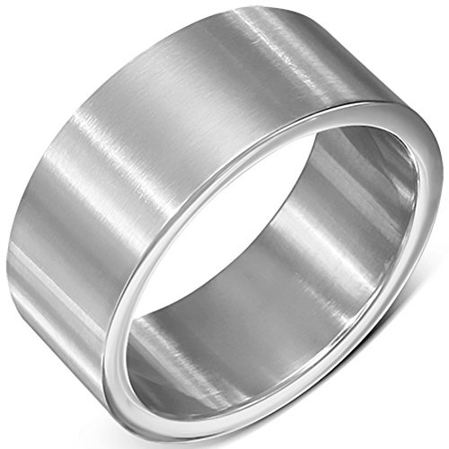 ZENSE - Bague homme large en acier inoxydable argenté mate, pour le mariage ou les fiançailles ZR0103, taille 70