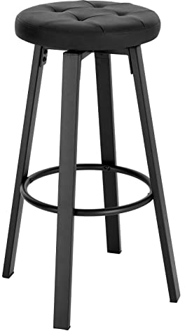 WOLTU Barhocker mit drehbarem Sitz Φ 35,5 cm, gepolsterer Hocker mit Kunstleder-Bezug, Fußstütze, Sitzhocker für Bar Küchen Arbeitszimmer, 120 kg belastbar, Anthrazit, BH330an-1