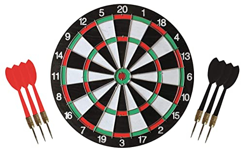 Dartscheibe Dartboard zweiseitig mit 3 Michael Van Gerwen Dartpfeile und 6 Kunststoffpfeile, ∅38 cm, klassisches Dartspiel