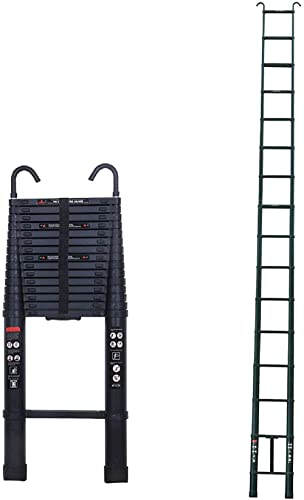 6,2 m/20,35 ft Teleskopleiter, ausziehbare Mehrzweckleiter, aus Aluminium, zusammenklappbar, tragbar, platzsparend, EN131-Zertifikat, maximale Belastung 150 kg/330 lb mit abnehmbarem Dachhaken