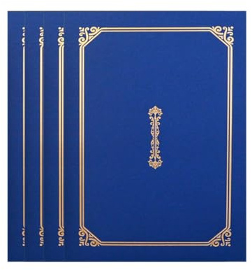 Operitacx A4 Certificate Holder Folder with Gold Foil Border Navy Blue Diploma Cover for Office School Award Document Display 4 Pack
