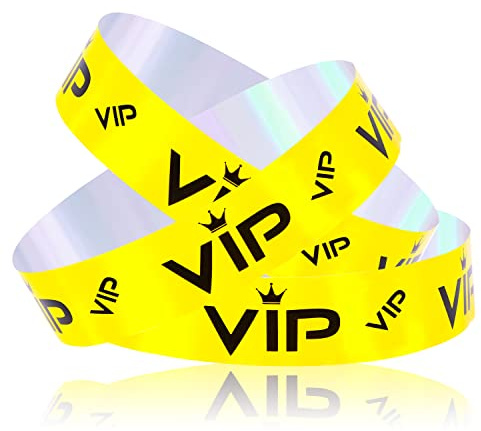 500 pezzi Braccialetti VIP, Braccialetti di Carta per Feste Braccialetti di Carta Braccialetti Braccialetti VIP per Eventi Ingresso VIP Party Music Festival Concerti (Glitter Oro)