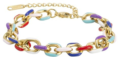 Joo&Rind Pulsera de eslabones de oro, pulseras de serpiente chapadas en oro de 18 quilates, pulseras de cadena finas y apilables para mujeres y niñas, joyería