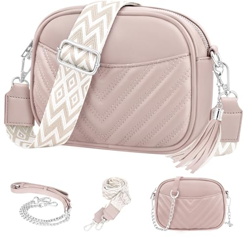JUYANO Crossbody Bag Damen Leder, Kleine Umhängetasche mit Breitem Gurt, Stylisch Handtasche Umhängetasche Damen mit Kartenschlitz Abnehmbar Schultergurt