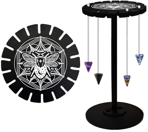 CHGCRAFT Supporto per Pendolo Ape Scaffale In Cristallo Espositore Porta Pendolo In Legno Espositore In Cristallo Nero per Esposizione A Pendolo In Cristallo Organizzatore Regalo per Stregoneria