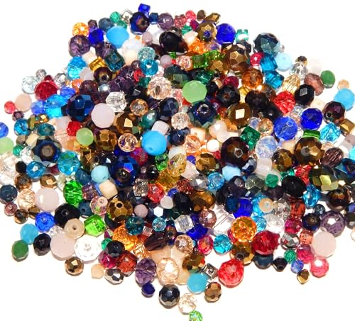 Lot de 250 perles de cristal de Bohême, en verre CZ tchèques, tailles mélangées, mélange de couleurs, mélange de couleurs