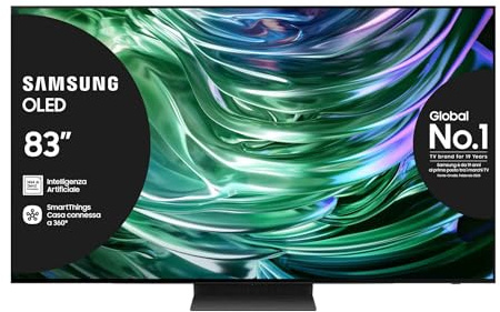 Samsung OLED TV 83 QE83S90DAEXZT, OLED HDR+, Upscaling AI 4K, Processore NQ4 AI GEN2, Motion Xcelerator 144Hz, Design LaserSLim, DVBT-2, Q-Symphony & Dolby Atmos, Black 2024